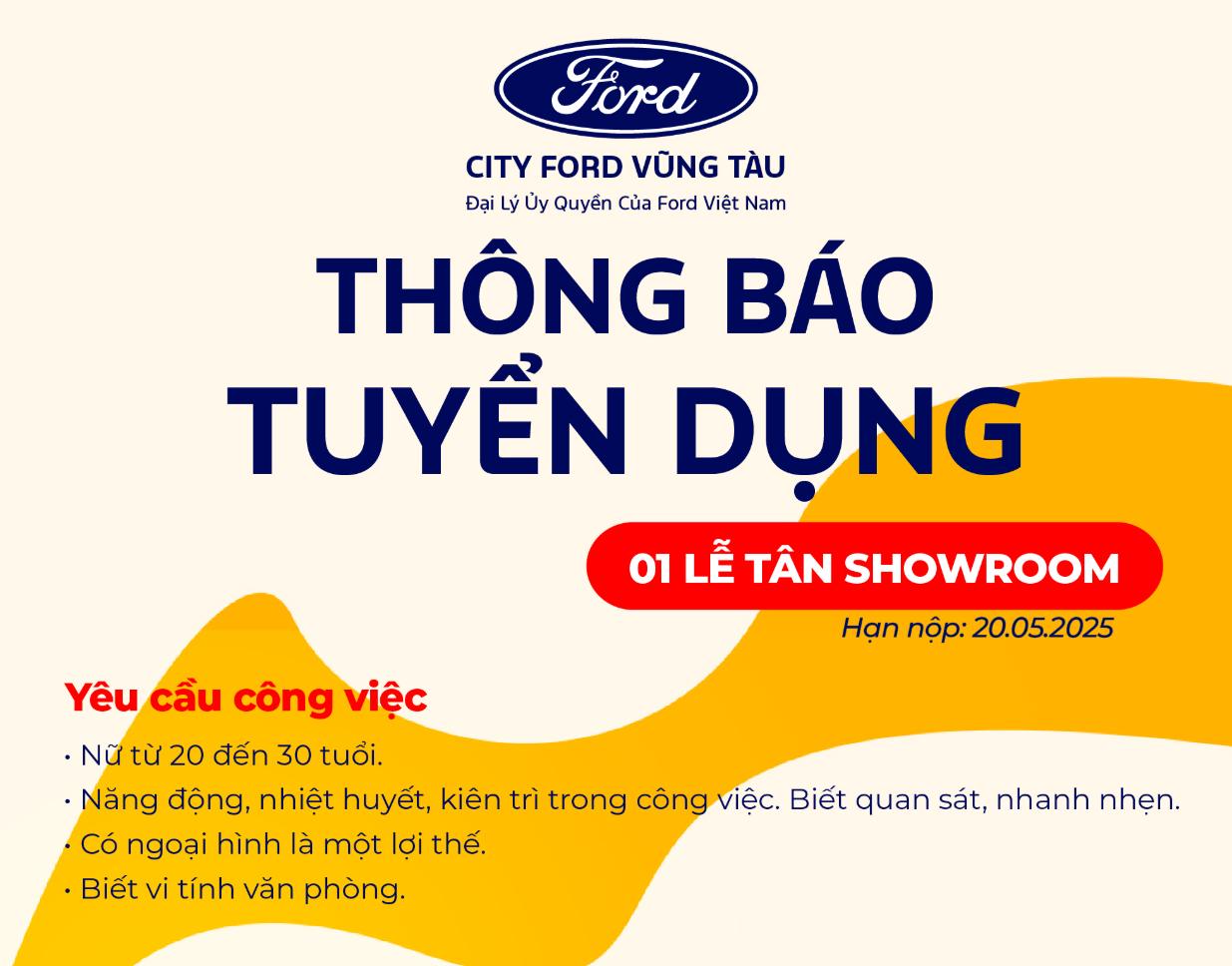City Ford Vũng Tàu Tuyển Dụng Vị Trí Nhân viên Lễ Tân